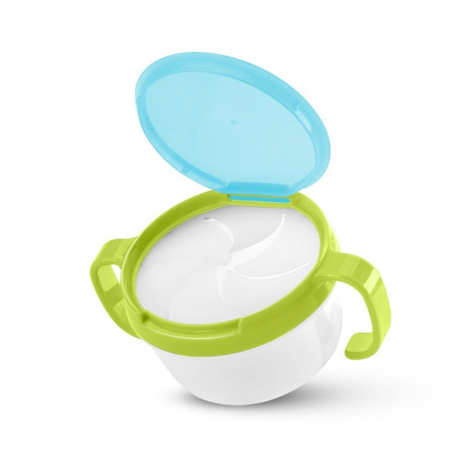 ELECTROPRIME Baby Snacks Bowl Children Kids Food Storage Dishes Anti Spill 360 Rotate Baby Solid Feeding Plate Tableware Baby Feeding Stuff(Green)