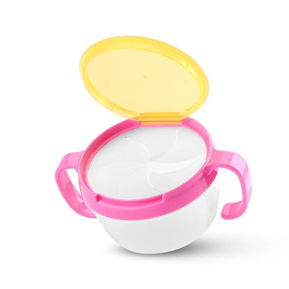 ELECTROPRIME Baby Snacks Bowl Children Kids Food Storage Dishes Anti Spill 360 Rotate Baby Solid Feeding Plate Tableware Baby Feeding Stuff(Pink)