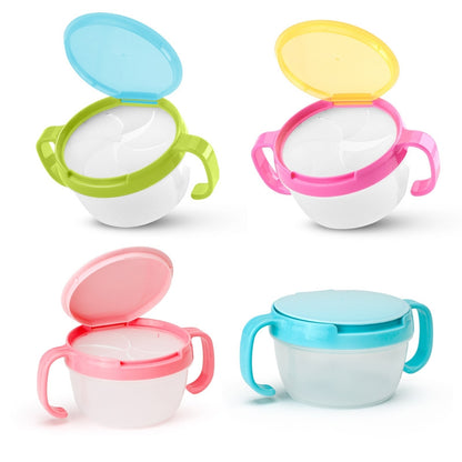 ELECTROPRIME Baby Snacks Bowl Children Kids Food Storage Dishes Anti Spill 360 Rotate Baby Solid Feeding Plate Tableware Baby Feeding Stuff(Pink)