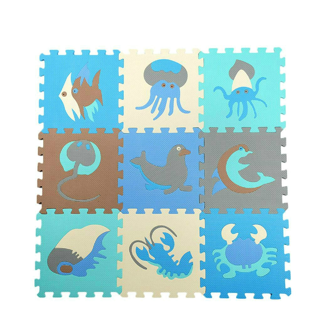 ELECTROPRIME 9pcs / Set Splicing Mobilization EVA Marine Foam Mats Children Educational Toys Puzzle Anti-skid And Anti-fall Crawling Mat(Blue)