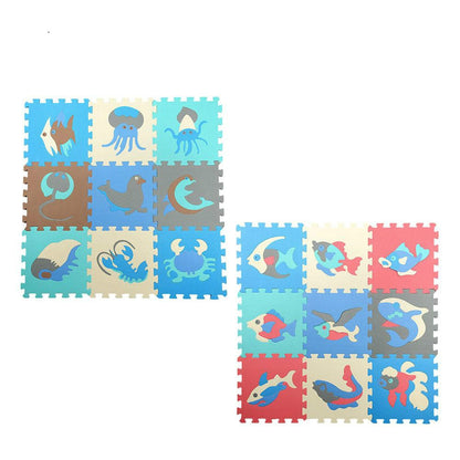ELECTROPRIME 9pcs / Set Splicing Mobilization EVA Marine Foam Mats Children Educational Toys Puzzle Anti-skid And Anti-fall Crawling Mat(Blue)