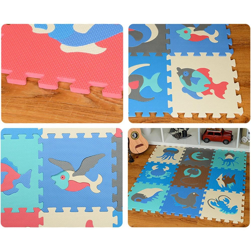 ELECTROPRIME 9pcs / Set Splicing Mobilization EVA Marine Foam Mats Children Educational Toys Puzzle Anti-skid And Anti-fall Crawling Mat(Blue)
