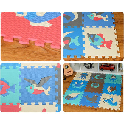 ELECTROPRIME 9pcs / Set Splicing Mobilization EVA Marine Foam Mats Children Educational Toys Puzzle Anti-skid And Anti-fall Crawling Mat(Blue)