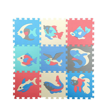 ELECTROPRIME 9pcs / Set Splicing Mobilization EVA Marine Foam Mats Children Educational Toys Puzzle Anti-skid And Anti-fall Crawling Mat(Blue and red)