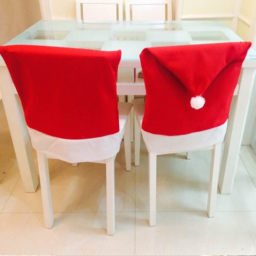 ELECTROPRIME Chair Back Cover Santa Clause Red Hat for Home New Year Decor