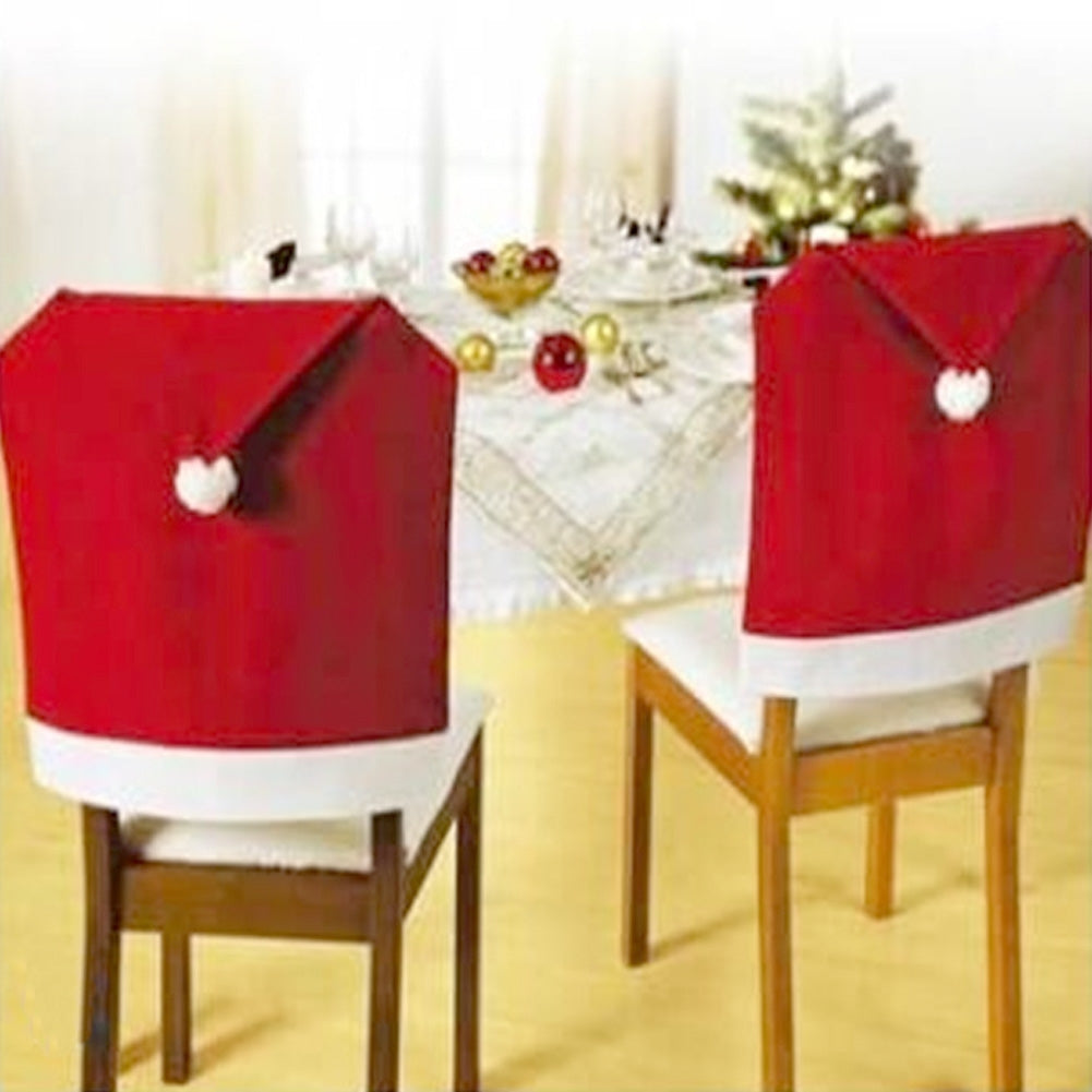 ELECTROPRIME Chair Back Cover Santa Clause Red Hat for Home New Year Decor