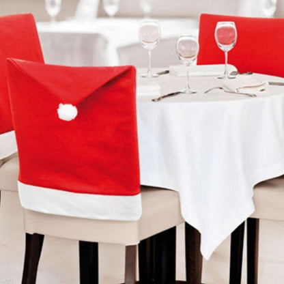 ELECTROPRIME Chair Back Cover Santa Clause Red Hat for Home New Year Decor