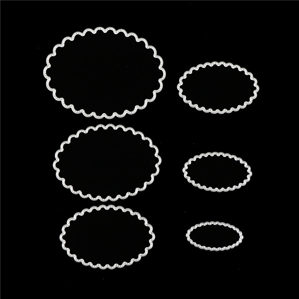 ELECTROPRIME 6 In 1 DIY Lace Oval Decorative Knife Die Cutting Book Etching Carbon Steel Die