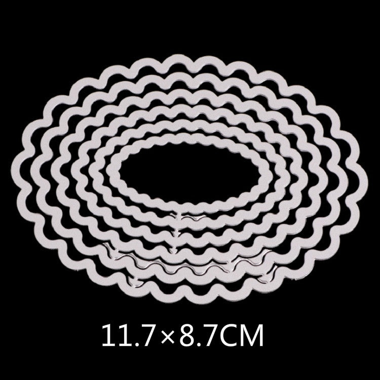 ELECTROPRIME 6 In 1 DIY Lace Oval Decorative Knife Die Cutting Book Etching Carbon Steel Die