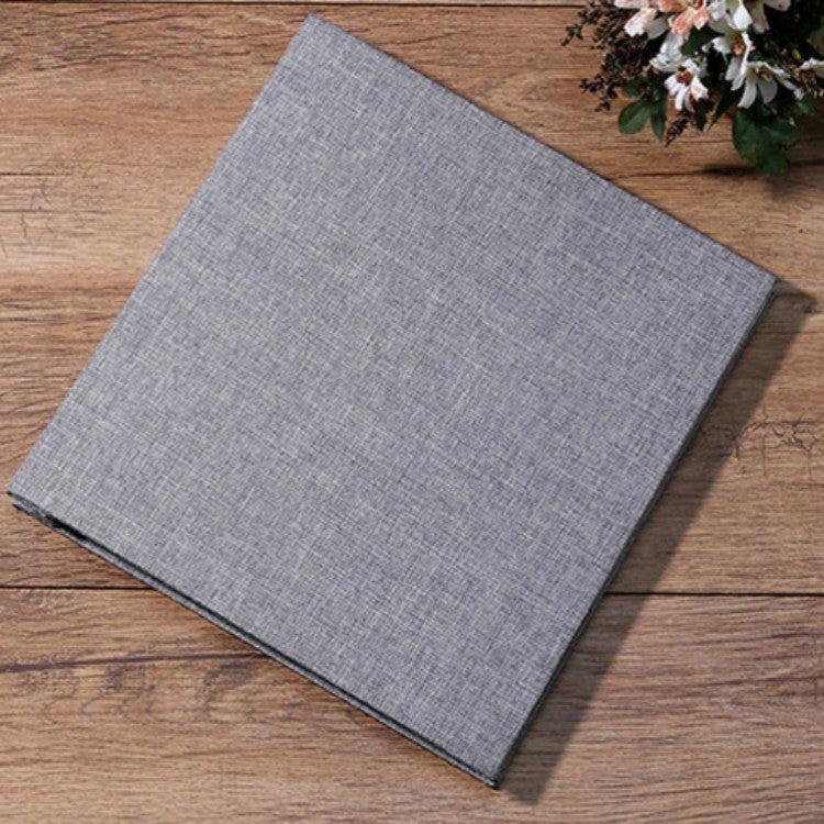 ELECTROPRIME Simple Linen Self-adhesive Film Album Retro Family Large Capacity Handmade Creative Gifts(Gray Black Page)