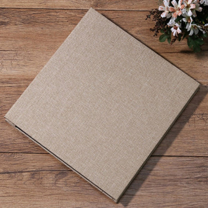 ELECTROPRIME Simple Linen Self-adhesive Film Album Retro Family Large Capacity Handmade Creative Gifts(Brown Black Page)
