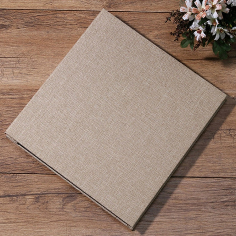 ELECTROPRIME Simple Linen Self-adhesive Film Album Retro Family Large Capacity Handmade Creative Gifts(Brown Black Page)