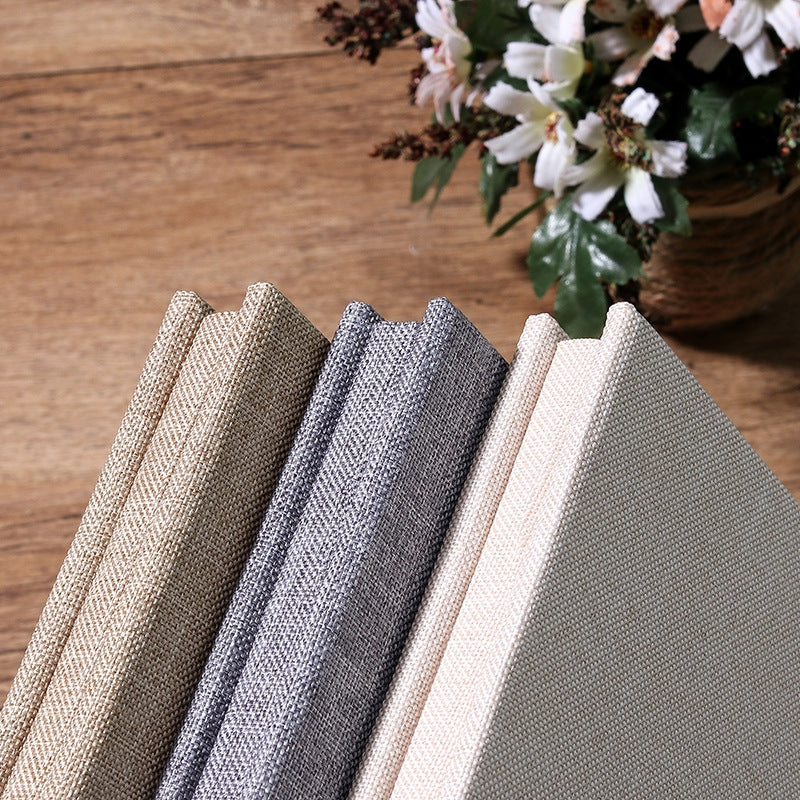 ELECTROPRIME Simple Linen Self-adhesive Film Album Retro Family Large Capacity Handmade Creative Gifts(Brown Black Page)