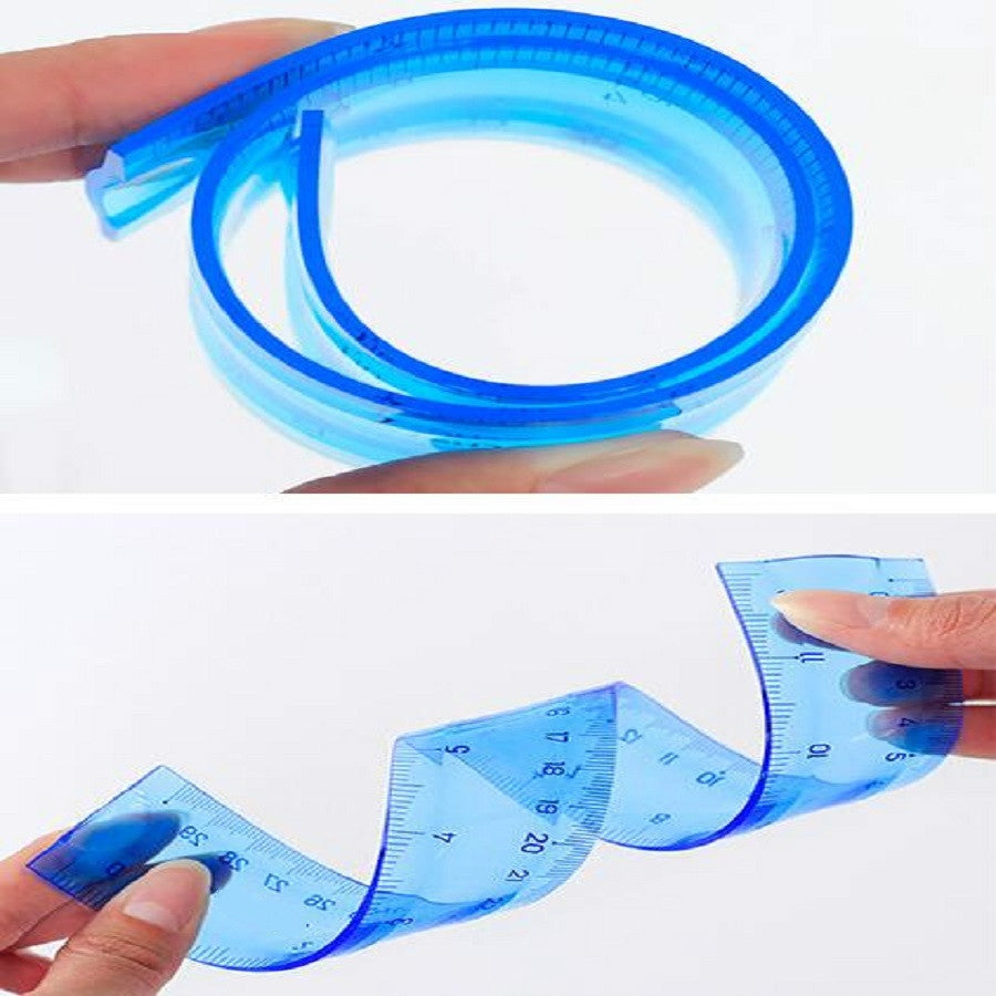 ELECTROPRIME Soft Ruler Student Flexible Ruler Tape Measure Straight Ruler Office School Supplies, Length:20cm(Blue / Green Random Delivery)