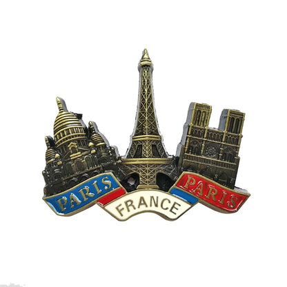 ELECTROPRIME Architectural Landscape Metal Magnetic Refrigerator Stickers Home Decoration( Representative Buildings in France)