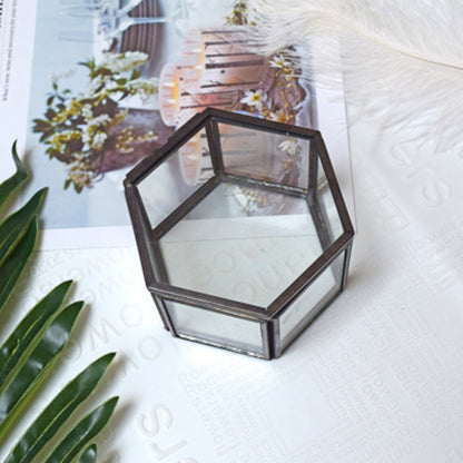 ELECTROPRIME Mini Hexagon Geometric Wedding Ring Jewlry Box(Black)