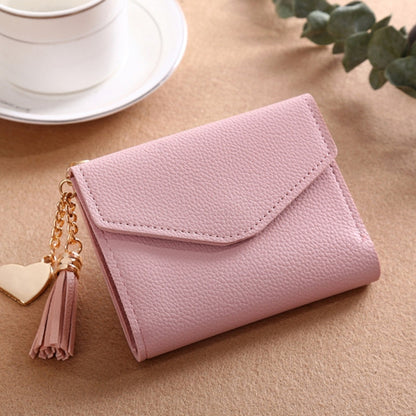 ELECTROPRIME Women Wallet Fringed Pendant Litchi Texture Wallet Card Pack Coin Purse(Pink)