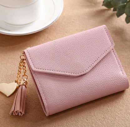 ELECTROPRIME Women Wallet Fringed Pendant Litchi Texture Wallet Card Pack Coin Purse(Pink)