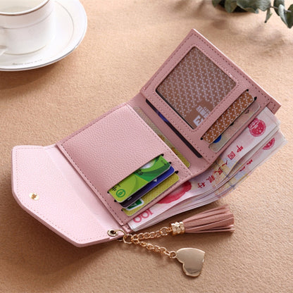 ELECTROPRIME Women Wallet Fringed Pendant Litchi Texture Wallet Card Pack Coin Purse(Pink)