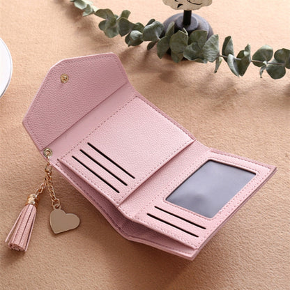 ELECTROPRIME Women Wallet Fringed Pendant Litchi Texture Wallet Card Pack Coin Purse(Pink)