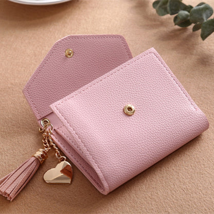 ELECTROPRIME Women Wallet Fringed Pendant Litchi Texture Wallet Card Pack Coin Purse(Pink)