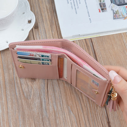 ELECTROPRIME Short Leather Women Zipper Purse Panelled Wallets Trendy Coin Purse(Pink)