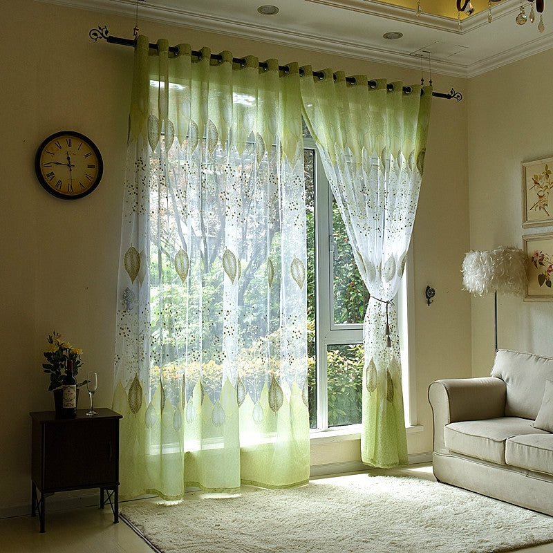 ELECTROPRIME Sheer Tulle Window Curtains for Living Room The Bedroom The Kitchen, Size:1mX2.5m (Punch)(Green)