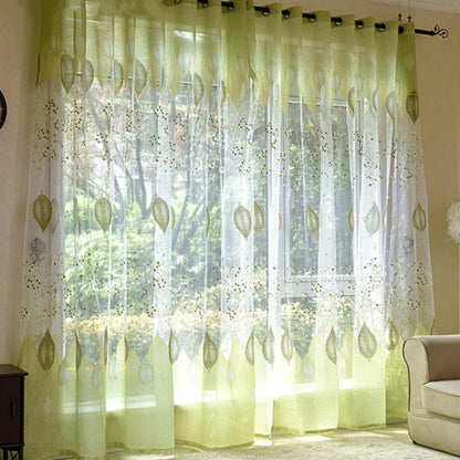 ELECTROPRIME Sheer Tulle Window Curtains for Living Room The Bedroom The Kitchen, Size:1mX2.5m (Punch)(Green)