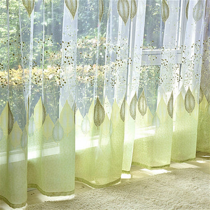 ELECTROPRIME Sheer Tulle Window Curtains for Living Room The Bedroom The Kitchen, Size:1mX2.5m (Punch)(Green)