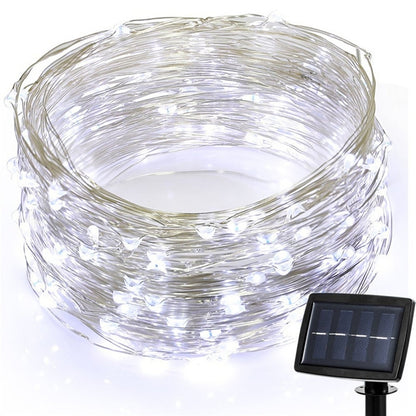 ELECTROPRIME 22m 200 LEDs Solar Powered Home Garden Copper Wire String Fairy Light Outdoor Christmas Party Decor Strip Lamp with 8 Modes(White Light)