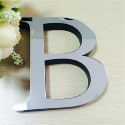 ELECTROPRIME 2 PCS Home Decoration Creative Personality English Letters Acrylic Mirror 3D DIY Wall Stickers(B)
