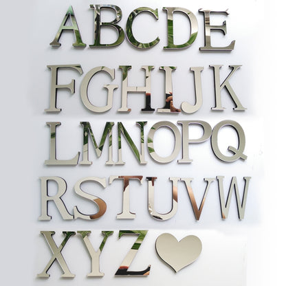 ELECTROPRIME 2 PCS Home Decoration Creative Personality English Letters Acrylic Mirror 3D DIY Wall Stickers(P)