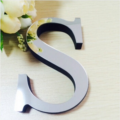 ELECTROPRIME 2 PCS Home Decoration Creative Personality English Letters Acrylic Mirror 3D DIY Wall Stickers(S)