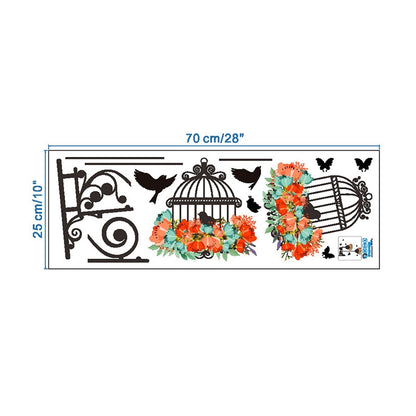 ELECTROPRIME Birdcage Flower Flying Living Room Nursery Room Wall Stickers Vinyl Wall Decals Wall Sticker