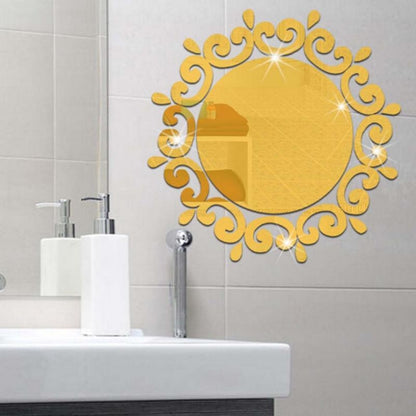 ELECTROPRIME Flower Vine Dressing Up Mirror Art Vinyl Mural Decor Ceiling Wall Sticker(Gold)