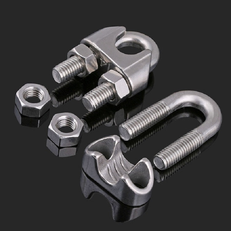 ELECTROPRIME 2 PCS Stainless Steel Clip U-shaped Wire Rope Card Head Rope Wire Rope Rolling Head Buckle, Specification:M2