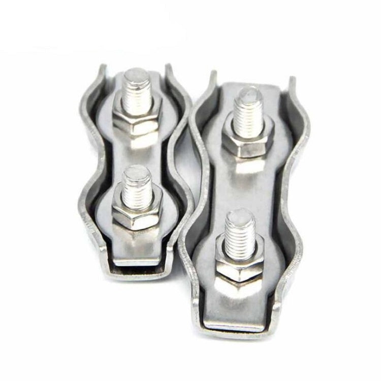 ELECTROPRIME 5 PCS 304 Stainless Steel Plate Single Clip Double Clamp Wire Rope Clamp, Specification:M4, Style:Double Clip