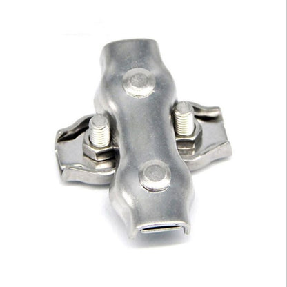 ELECTROPRIME 5 PCS 304 Stainless Steel Plate Single Clip Double Clamp Wire Rope Clamp, Specification:M5, Style:Double Clip