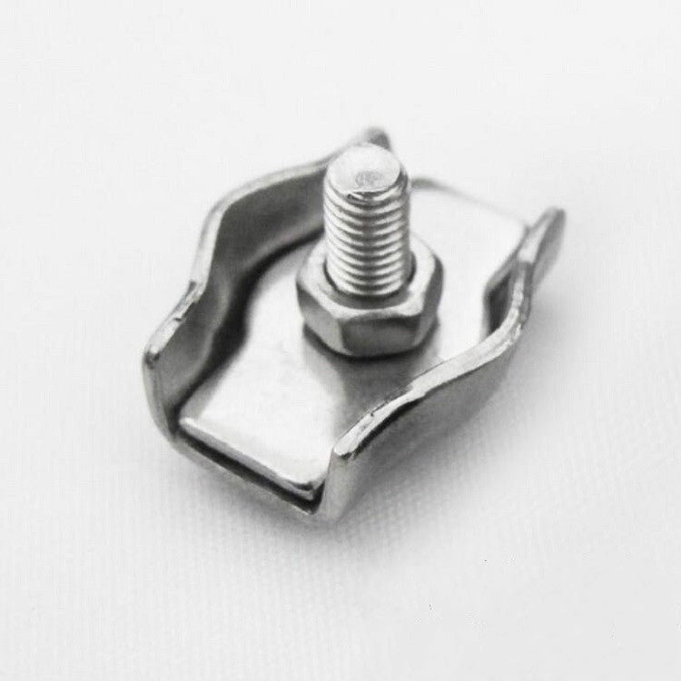 ELECTROPRIME 5 PCS 304 Stainless Steel Plate Single Clip Double Clamp Wire Rope Clamp, Specification:M2, Style:Single Clip