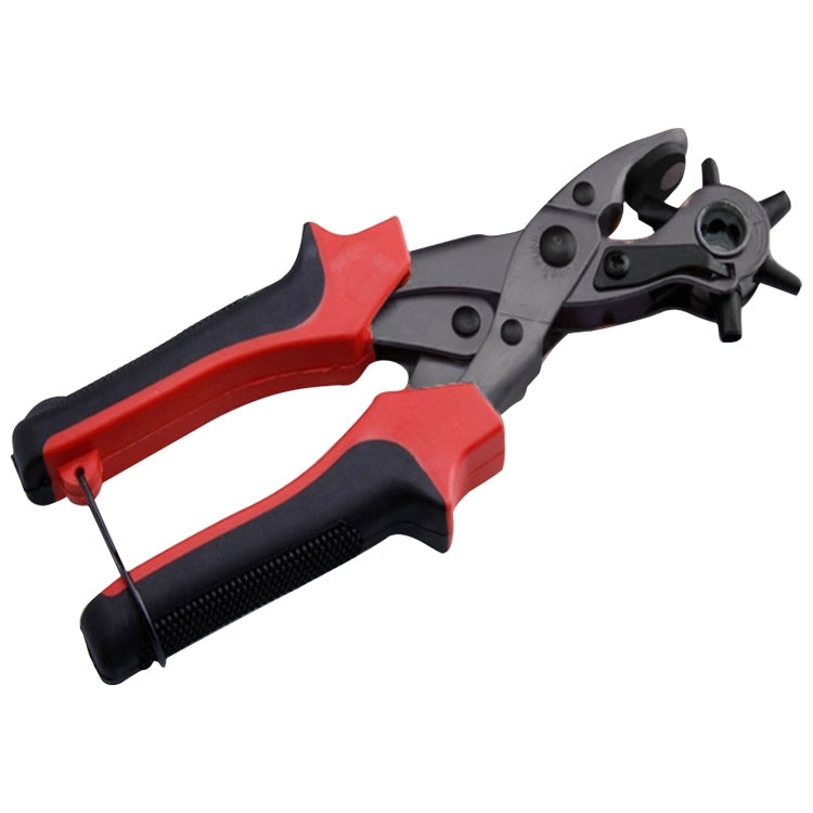ELECTROPRIME Multifunctional Belt Hole Puncher with 6 Holes Leather Hole Punch for Leather Belts Cards Paper Fabric(Red)