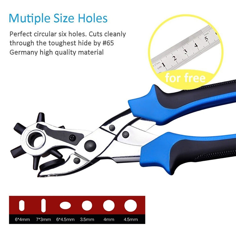 ELECTROPRIME Multifunctional Belt Hole Puncher with 6 Holes Leather Hole Punch for Leather Belts Cards Paper Fabric(Red)