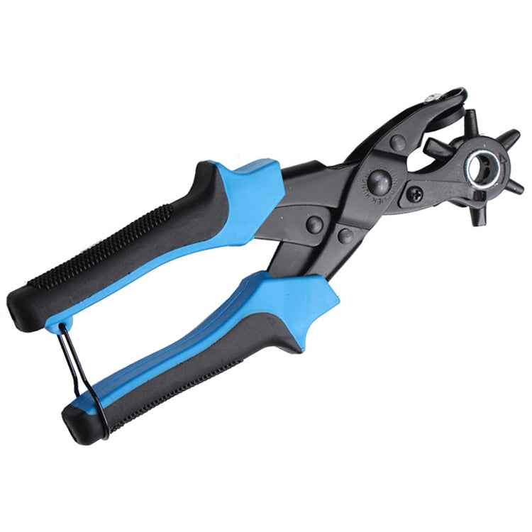 ELECTROPRIME Multifunctional Belt Hole Puncher with 6 Holes Leather Hole Punch for Leather Belts Cards Paper Fabric(Blue)
