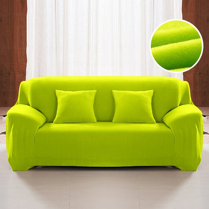 ELECTROPRIME Plush Fabric Sofa Cover Thick Slipcover Couch Elastic Sofa Covers Not Include Pillow Case, Specification:4 seat 230-300cm(Green)