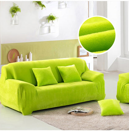 ELECTROPRIME Plush Fabric Sofa Cover Thick Slipcover Couch Elastic Sofa Covers Not Include Pillow Case, Specification:4 seat 230-300cm(Green)
