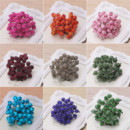 ELECTROPRIME 2 PCS 12mm Simulation Berry Frost Red Small Fruit Foam Berry DIY Accessories Flower Arrangement Material(Red)