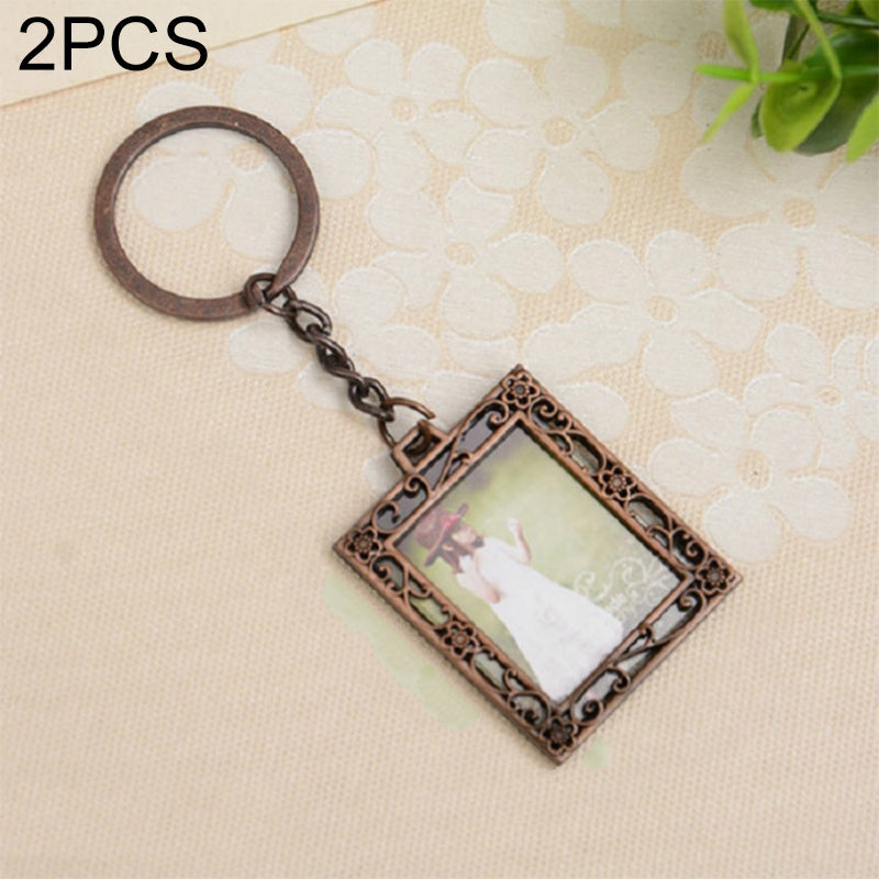 ELECTROPRIME 2 PCS Creative Metal Vintage Photo Frame(Square Keychain)