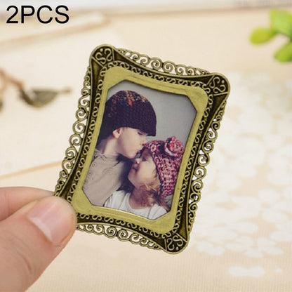 ELECTROPRIME 2 PCS Creative Metal Vintage Photo Frame(Golden Square)