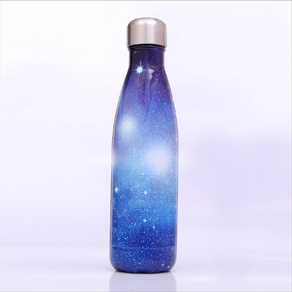 ELECTROPRIME Starry Sky Pattern Thermal Cup Vacuum Flask Heat Water Bottle Portable Stainless Steel Sports Kettle, Capacity:500ml(Blue)