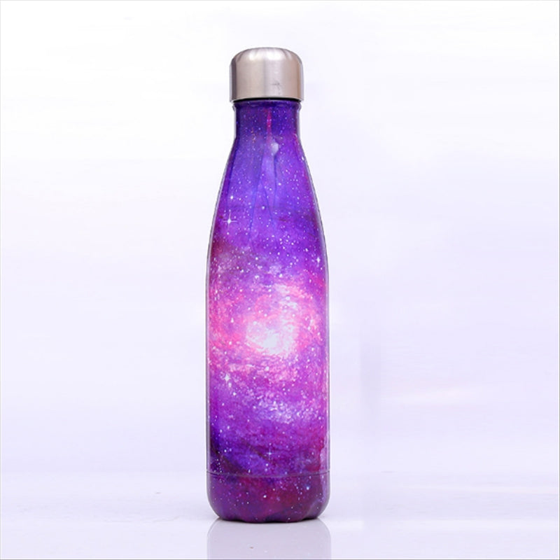 ELECTROPRIME Starry Sky Pattern Thermal Cup Vacuum Flask Heat Water Bottle Portable Stainless Steel Sports Kettle, Capacity:500ml(Purple)