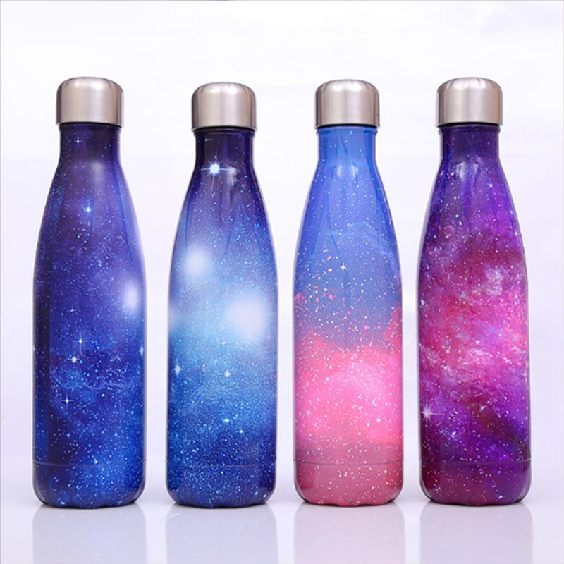 ELECTROPRIME Starry Sky Pattern Thermal Cup Vacuum Flask Heat Water Bottle Portable Stainless Steel Sports Kettle, Capacity:500ml(Purple)